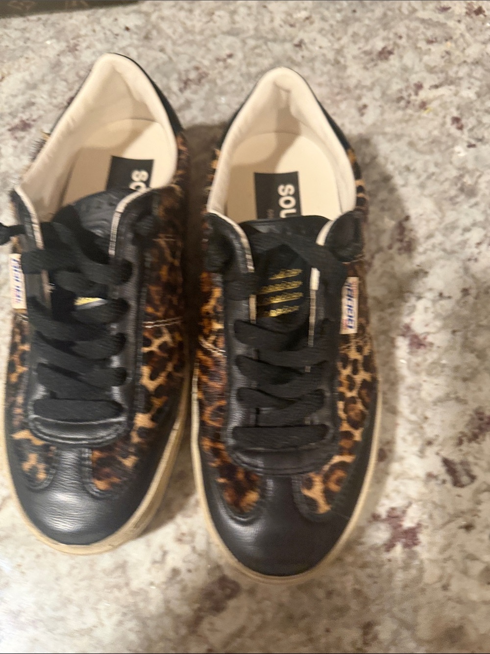 Golden Goose Leopard-Print Low-Top Sneakers in Black and Brown